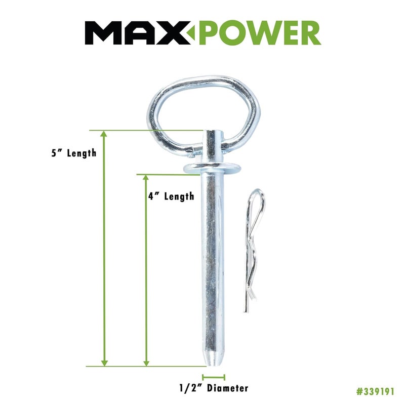 Maxpower 339191 Deluxe Hitch Pin, 1/2 in. x 5 in. - Image 2